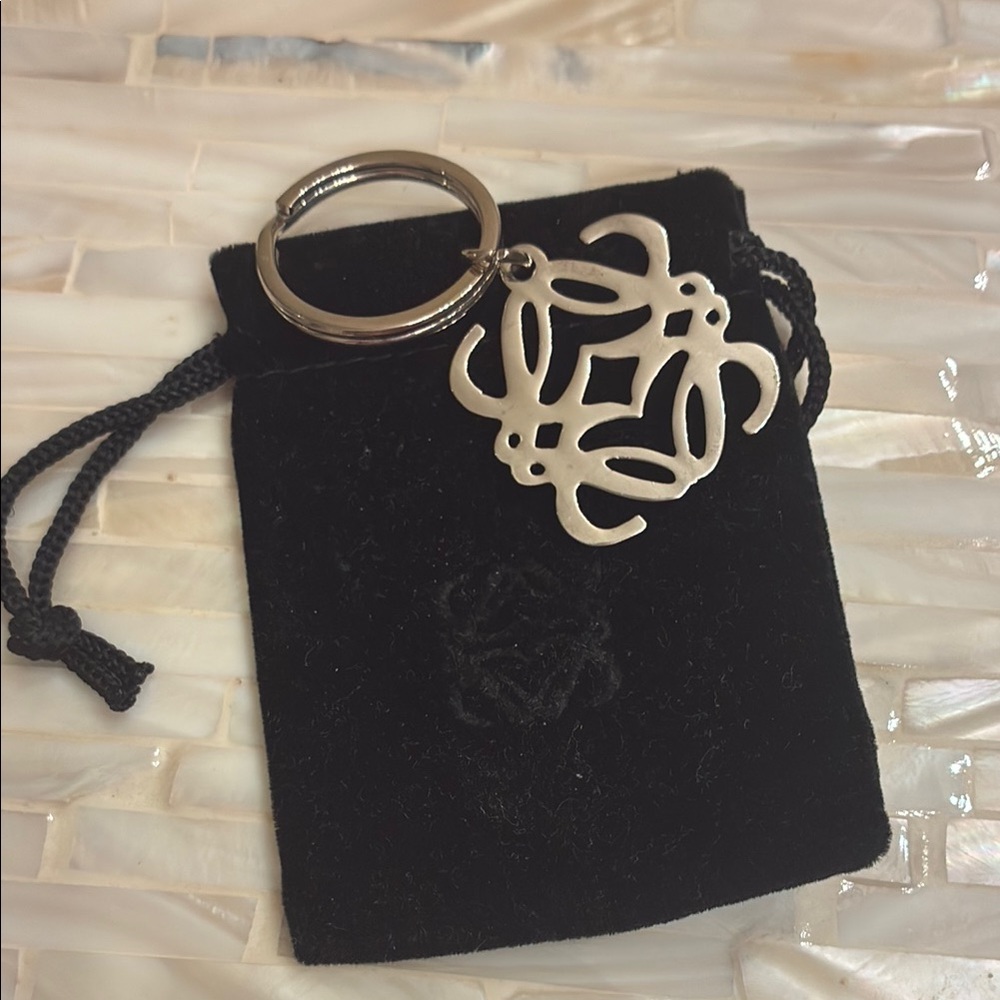 New Loewe Anagram Silver tone Hardware Keychain